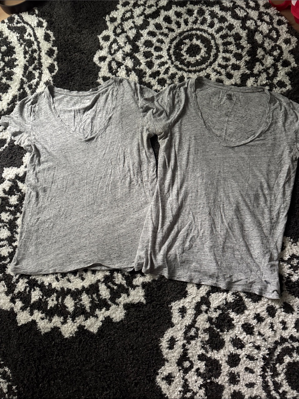 Victoria secret pink cotton perfect Light Gray V-Neck Tee bundle rare S